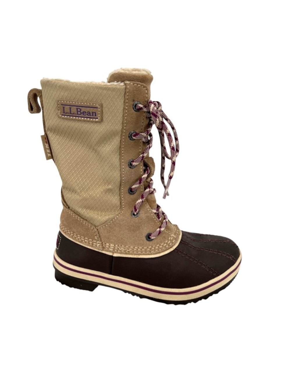 L.L. Bean Kids Snow Boots Size 13 Tan Brown Waterproof Insulated Winter Boots
